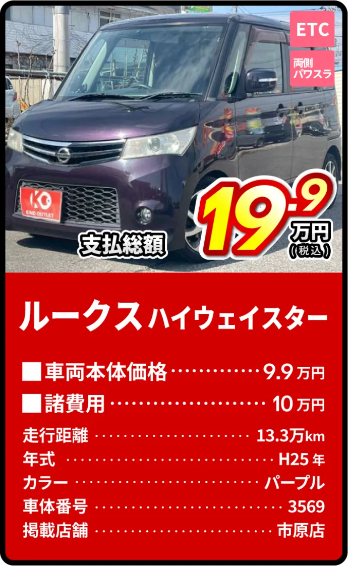 ルークスハイウェイスター支払総額19.9万円