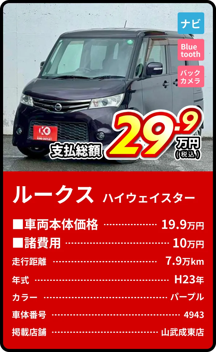 ルークスハイウェイスター支払総額29.9万円