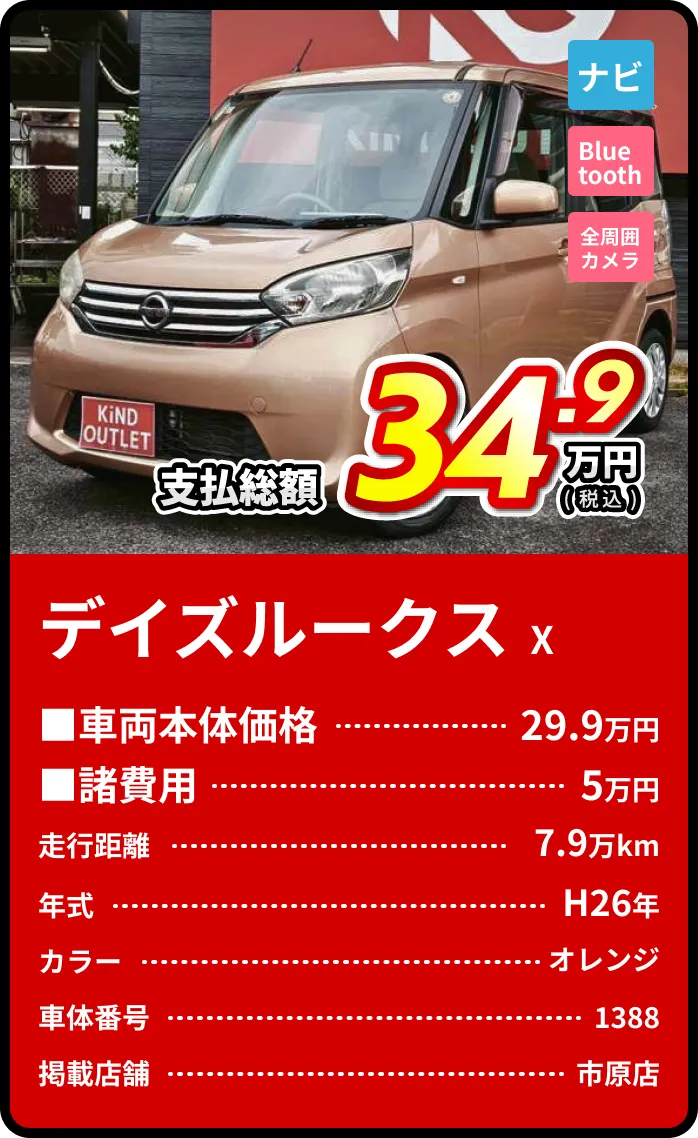 デイズルークスX支払総額34.9万円