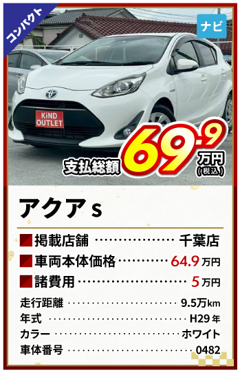 アクアS支払総額69.9万円