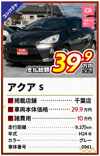 アクアS支払総額39.9万円