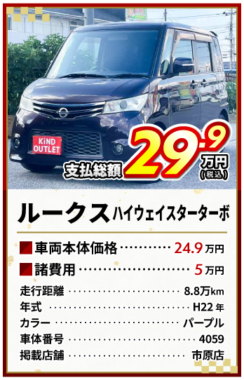 ルークス支払総額29.9万円